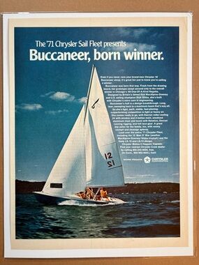 1971 Chrysler Buccaneer Sailboat Original Vintage Magazine Ad Marine Sailing